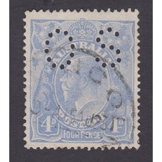 Australian    King George V    4d Blue   Single Crown WMK  Perf O.S. Plate Variety 1R60..